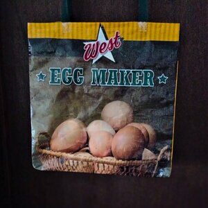 Upcycled Egg Maker Animal Feed Bags tote Grocery bags